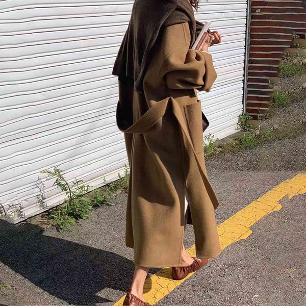 women's wool & blends women winter oversize khaki long 98% coat lacing up overcoat bathrobe style outerwear ra11, Black
women's wool & blends women winter oversize khaki long 98% coat lacing up overcoat bathrobe style outerwear ra11, Black