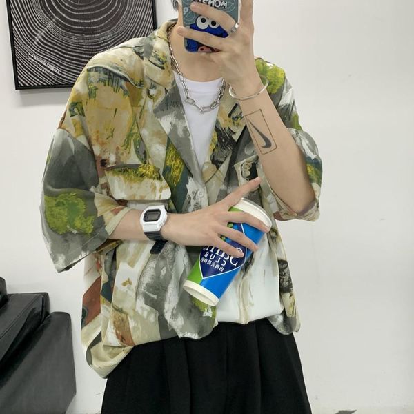 men's summer half sleeve shirts 2021 pocket single-breasted shirt couple clothing casual loose printing camisas para hombre, White;black
men's summer half sleeve shirts 2021 pocket single-breasted shirt couple clothing casual loose printing camisas para hombre, White;black