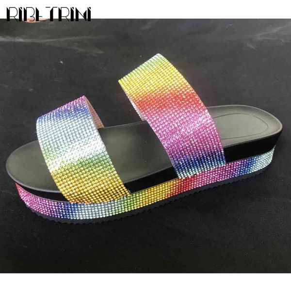 sandals fashion colored rhinestone shoes ins cool raiow women med heels slides, Black
sandals fashion colored rhinestone shoes ins cool raiow women med heels slides, Black