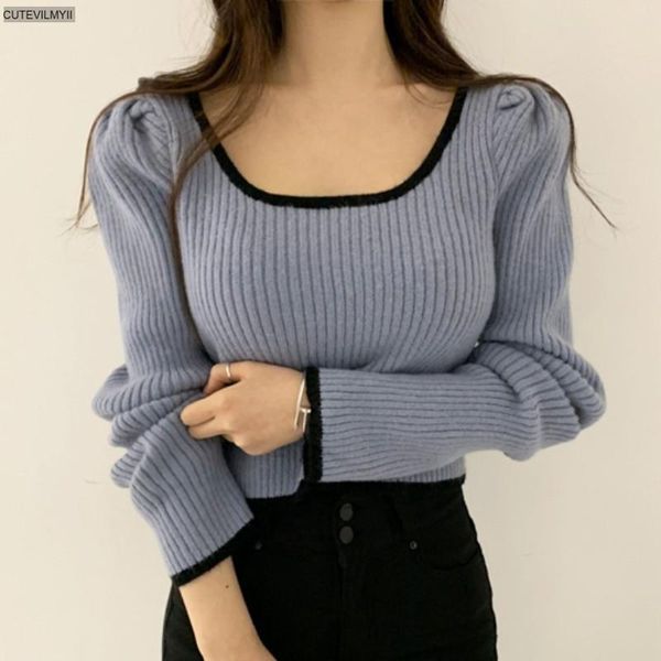 women's sweaters spring winter fashion bubble sleeve french style retro soft square collar collarbone short crop pullovers knitted swea, White;black
women's sweaters spring winter fashion bubble sleeve french style retro soft square collar collarbone short crop pullovers knitted swea, White;black
