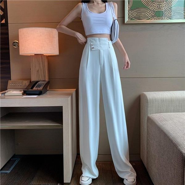 spring autumn black suit wide leg wome temperament thin high waist button versatile straight tube floor long pants, Black;white
spring autumn black suit wide leg wome temperament thin high waist button versatile straight tube floor long pants, Black;white