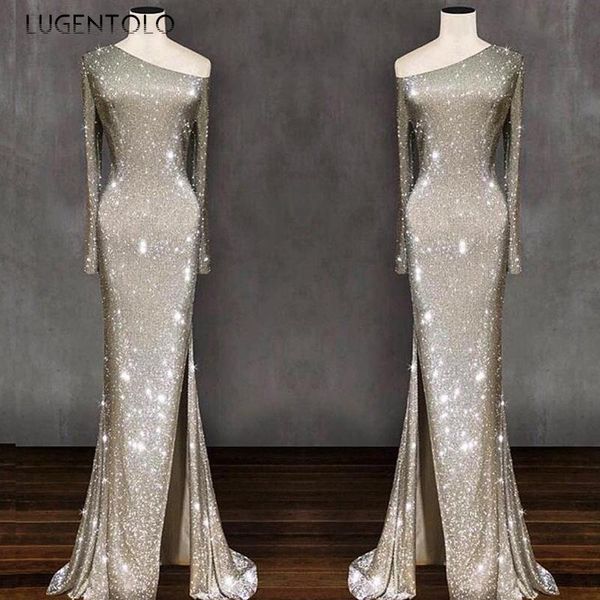 casual dresses lugentolo women dress party one shoulder asymmetric shiny long sleeve slim high waist lady maxi, Black;gray
casual dresses lugentolo women dress party one shoulder asymmetric shiny long sleeve slim high waist lady maxi, Black;gray