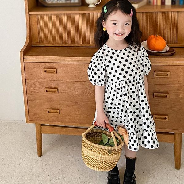 girls summer korean trend sweet polka-dot dress casual puff sleeve round neck cotton skirt kids clothes soft comfortable girl's dresses, Red;yellow
girls summer korean trend sweet polka-dot dress casual puff sleeve round neck cotton skirt kids clothes soft comfortable girl's dresses, Red;yellow