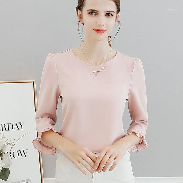 spring summer women ruffles sleeved chiffon blouse korean fashion elegant solid slim female office lady shirts button women's blouses, White
spring summer women ruffles sleeved chiffon blouse korean fashion elegant solid slim female office lady shirts button women's blouses, White
