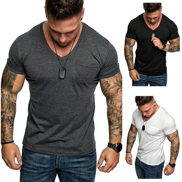shirt for men v-neck solid color chest pocket summer clothing streetwear neck fashion short sleeve t-shirts men's, White;black
shirt for men v-neck solid color chest pocket summer clothing streetwear neck fashion short sleeve t-shirts men's, White;black