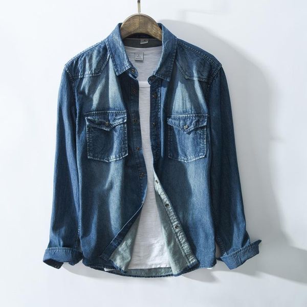 japanese style retro distressed denim shirt men korean clothes washed 100% cotton breathable jeans -xxxl spring men's casual shirts, White;black 
japanese style retro distressed denim shirt men korean clothes washed 100% cotton breathable jeans -xxxl spring men's casual shirts, White;black