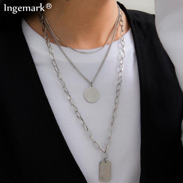 pendant necklaces 2021 fashion multilayer stainless steel chain necklace women men statement tassel female jewelry, Silver
pendant necklaces 2021 fashion multilayer stainless steel chain necklace women men statement tassel female jewelry, Silver