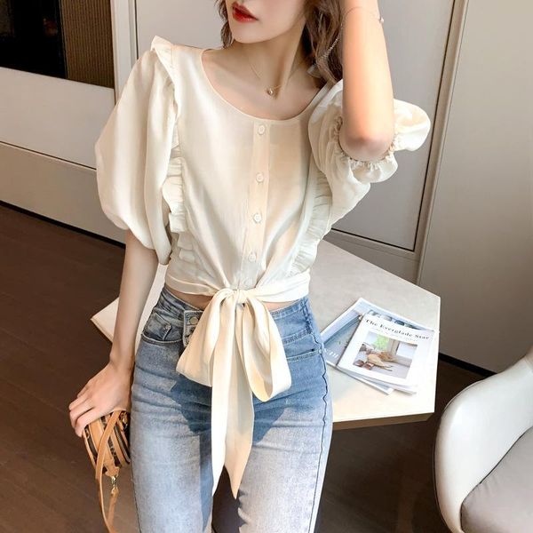 women's blouses & shirts shirt lantern sleeve western style 2021 korean fashion chiffon, White
women's blouses & shirts shirt lantern sleeve western style 2021 korean fashion chiffon, White
