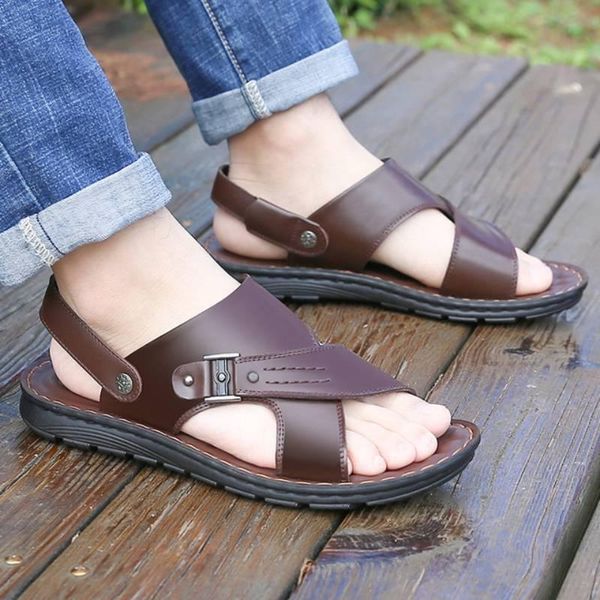 sandals slip-on breathable summer shoes men genuine leather solid casual chaussure homme rubber soles slippers, Black
sandals slip-on breathable summer shoes men genuine leather solid casual chaussure homme rubber soles slippers, Black