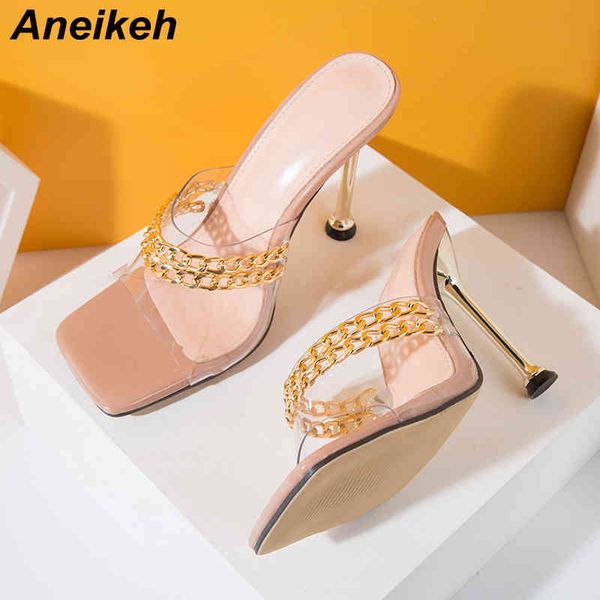 pvc summer shoes for women head peep toe stiletto heels modern slippers metal decoratio fashion slides party 210507, Black
pvc summer shoes for women head peep toe stiletto heels modern slippers metal decoratio fashion slides party 210507, Black