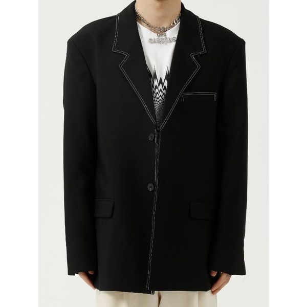 men's suits & blazers 2021 autumn mens sewing sideline loose casual suit jacket male streetwear vintage fashion blazer coat outerwear m, White;black
men's suits & blazers 2021 autumn mens sewing sideline loose casual suit jacket male streetwear vintage fashion blazer coat outerwear m, White;black