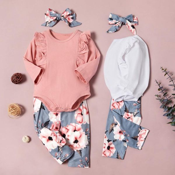 cotton baby outfit set long sleeve girl clothes ruffle solid romper floral pants o-neck clothing sets, White
cotton baby outfit set long sleeve girl clothes ruffle solid romper floral pants o-neck clothing sets, White
