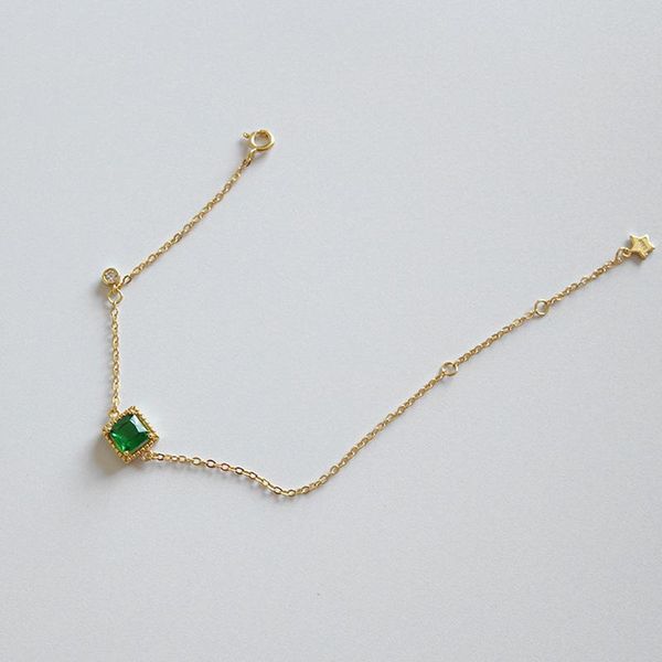link, chain 100% 925 sterling silver green square crystal bracelets for women pulseras, retro bangles & bracciali donna jewelry, Black
link, chain 100% 925 sterling silver green square crystal bracelets for women pulseras, retro bangles & bracciali donna jewelry, Black
