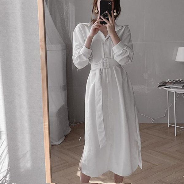 casual dresses spring autumn women's dress korean style pure color lapel loose belt long sleeve female ll431, Black;gray
casual dresses spring autumn women's dress korean style pure color lapel loose belt long sleeve female ll431, Black;gray