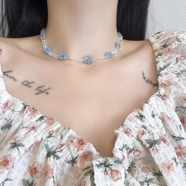 chokers french beaded blue flower cute necklace female choker clavicle chain, Golden;silver
chokers french beaded blue flower cute necklace female choker clavicle chain, Golden;silver