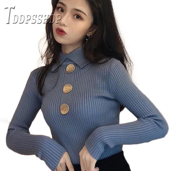women's sweaters 2021 thick core yarn chic lapel knitting women sweater autumn slim korean female, White;black
women's sweaters 2021 thick core yarn chic lapel knitting women sweater autumn slim korean female, White;black