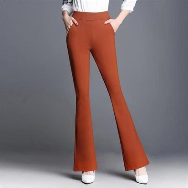 office slim flare bell women capris bottoms classical big size solid elastic high waist work trousers, Black;white
office slim flare bell women capris bottoms classical big size solid elastic high waist work trousers, Black;white