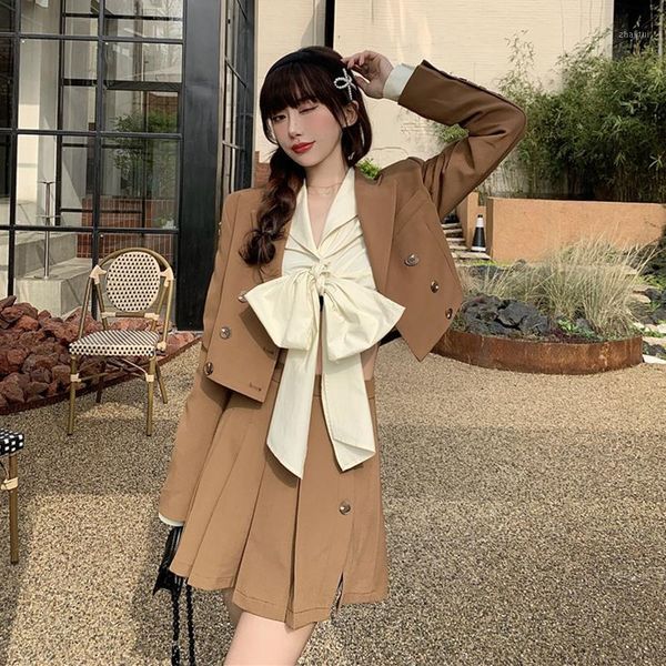 spring korean style loose temperament short suit collar long sleeve jacket design sense pleated skirt two-piece tide two piece dress, White
spring korean style loose temperament short suit collar long sleeve jacket design sense pleated skirt two-piece tide two piece dress, White