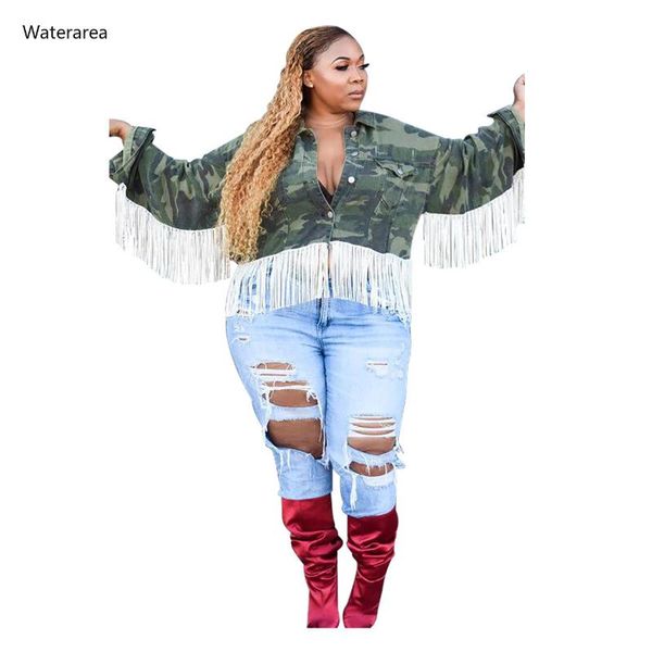women's jackets 2021 plus size women camouflage tassel splicing long sleeve jacket fashion female safari style streetwear coat, Black;brown
women's jackets 2021 plus size women camouflage tassel splicing long sleeve jacket fashion female safari style streetwear coat, Black;brown