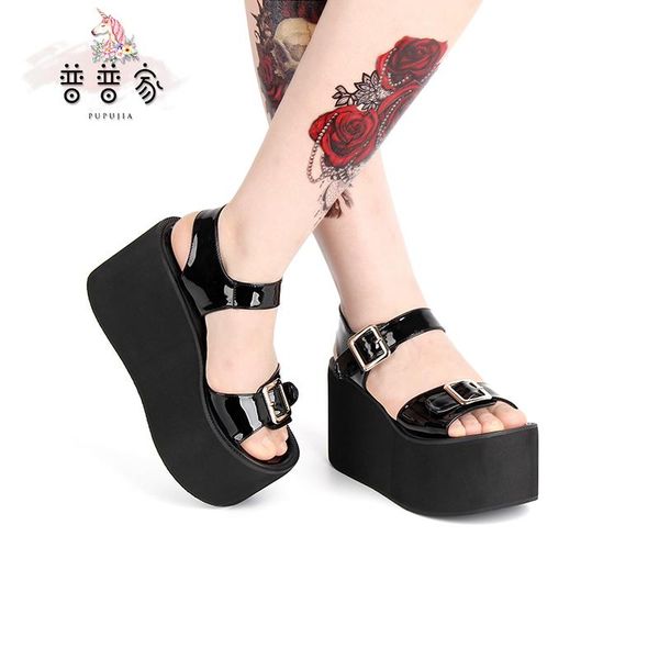 dress shoes princess sweet lolita gothic wind high heel 10cm thick bottom muffin zipper sandals custom in summer pu8477, Black
dress shoes princess sweet lolita gothic wind high heel 10cm thick bottom muffin zipper sandals custom in summer pu8477, Black