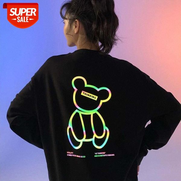men's autumn style colorful reflective laser bear sweater loose long-sleeved couple tide #sj2t, Black
men's autumn style colorful reflective laser bear sweater loose long-sleeved couple tide #sj2t, Black