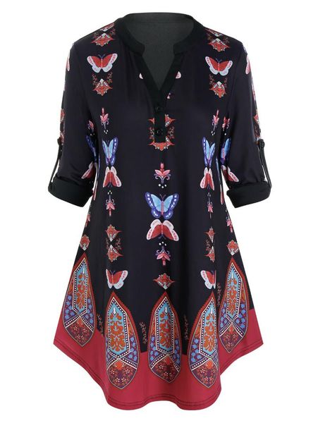 casual dresses plus size roll up sleeve butterfly tribal print dress, Black;gray
casual dresses plus size roll up sleeve butterfly tribal print dress, Black;gray
