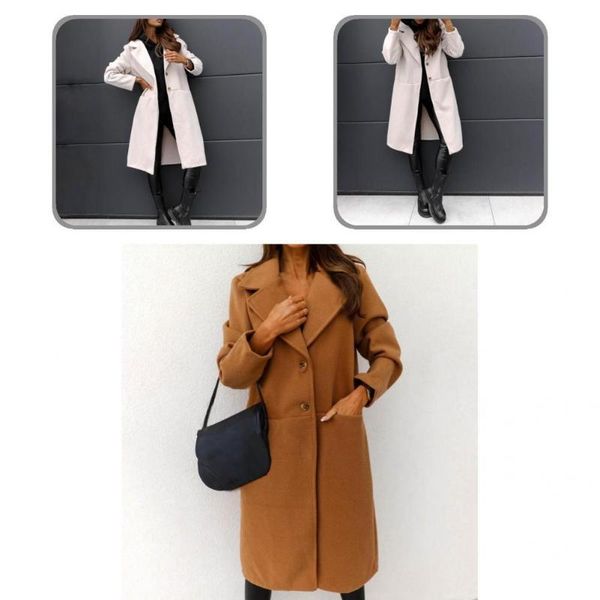 women's trench coats stylish women jacket big pockets all match solid color woolen autumn coat lady, Tan;black
women's trench coats stylish women jacket big pockets all match solid color woolen autumn coat lady, Tan;black