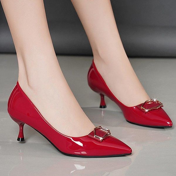 women pumps patent leather dress shoes black medium heels metal office ladies boat pointed toe zapatos mujer 8271g
women pumps patent leather dress shoes black medium heels metal office ladies boat pointed toe zapatos mujer 8271g