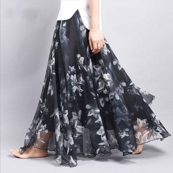 maxi summer swing boho elegant women skirt floral print chiffon beach holiday high waist casual fashion long skirts, Black
maxi summer swing boho elegant women skirt floral print chiffon beach holiday high waist casual fashion long skirts, Black