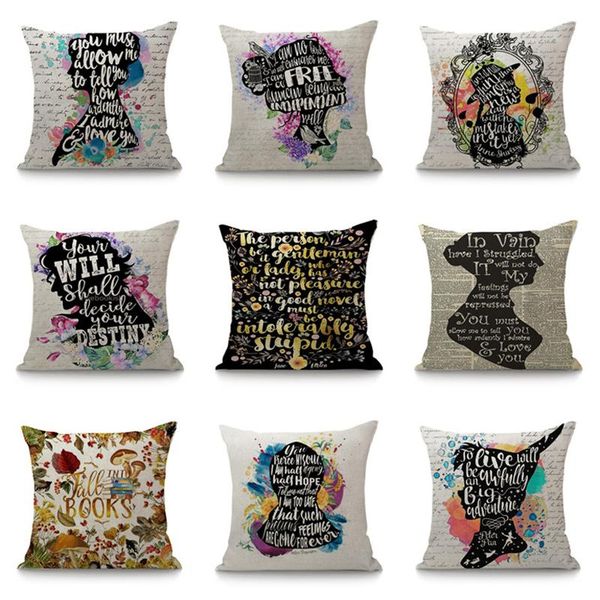 cushion/decorative pillow floral jane austen quotation letter print throw cover case linen nordic masterpiece cushion for sofa home decor
cushion/decorative pillow floral jane austen quotation letter print throw cover case linen nordic masterpiece cushion for sofa home decor