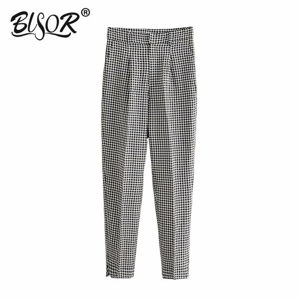 fashion plaid pants women pockets zipper fly high waist female casual office wear trousers mujer 210430, Black;white
fashion plaid pants women pockets zipper fly high waist female casual office wear trousers mujer 210430, Black;white