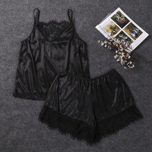 womens sleepwears women sleepwear satin lingerie lace traditional pajamas set female elegant sleeveless and shorts night suit pj, Black;red
womens sleepwears women sleepwear satin lingerie lace traditional pajamas set female elegant sleeveless and shorts night suit pj, Black;red