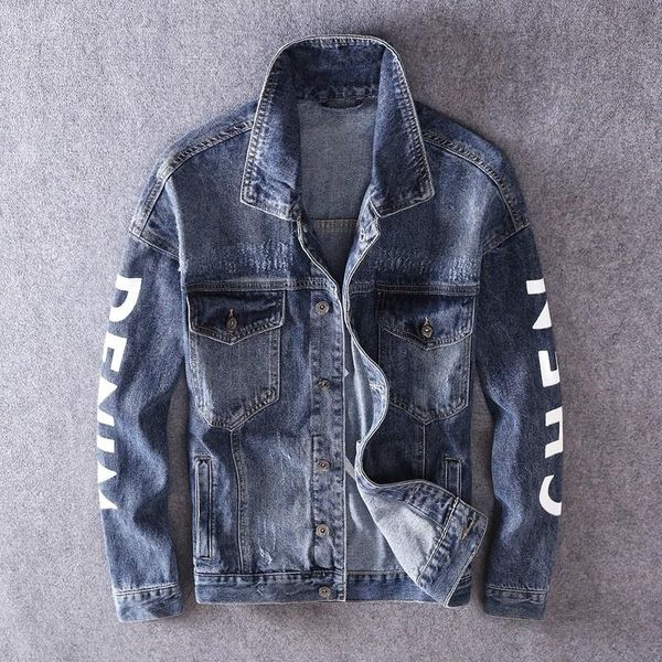 men's jackets streetwear printing denim jacket men slim fit hip hop fashion outerwear vintage washed single breasted jean male coats, Black;brown
men's jackets streetwear printing denim jacket men slim fit hip hop fashion outerwear vintage washed single breasted jean male coats, Black;brown