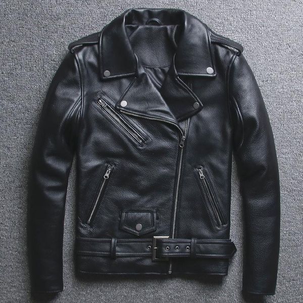 men's leather & faux 2021 fashion genuine jacket men diagonal zipper motorcycle clothing youth slim fit cowhide turn-down collar coat, Black
men's leather & faux 2021 fashion genuine jacket men diagonal zipper motorcycle clothing youth slim fit cowhide turn-down collar coat, Black