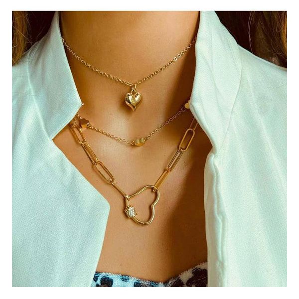 pendant necklaces hahagirl vintage gold color heart for women fashion metal multi-layer trendy party jewelry gifts, Silver
pendant necklaces hahagirl vintage gold color heart for women fashion metal multi-layer trendy party jewelry gifts, Silver