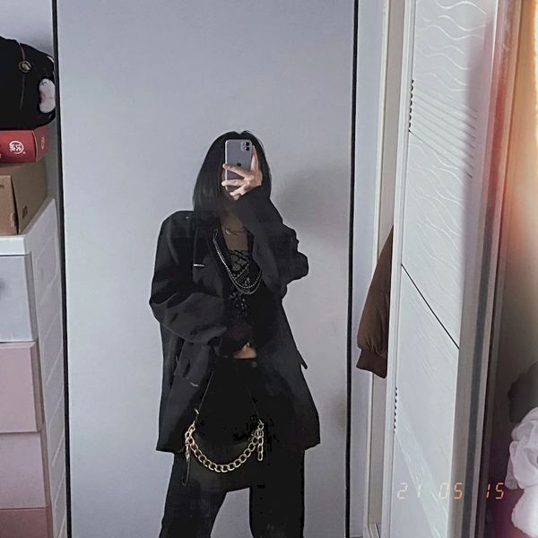 korean style suit jaet female 2021 spring and autumn street new british style loose wild bla chain suit jaet blazer women, Black
korean style suit jaet female 2021 spring and autumn street new british style loose wild bla chain suit jaet blazer women, Black