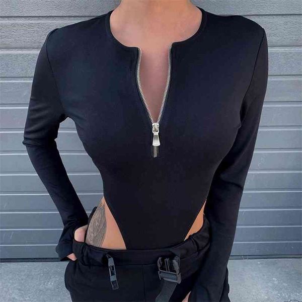 spring summer rompers women jumpsuits fashion solid zipper long sleeve sheath skinny bodysuits 210607, Black;white
spring summer rompers women jumpsuits fashion solid zipper long sleeve sheath skinny bodysuits 210607, Black;white