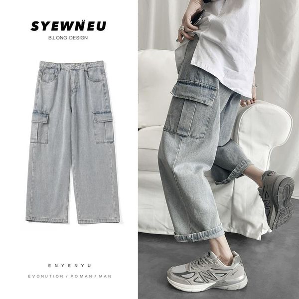 men's jeans ankle-length pants autumn loose casual wide-leg man fashion high street cargo denim trousers light blue
men's jeans ankle-length pants autumn loose casual wide-leg man fashion high street cargo denim trousers light blue