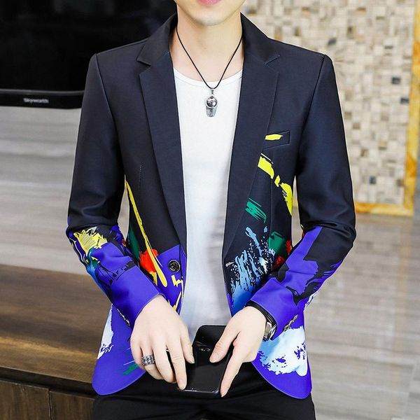men's suits & blazers 2022 autumn fashion trendy gradient color printed blazer youth casual, White;black
men's suits & blazers 2022 autumn fashion trendy gradient color printed blazer youth casual, White;black