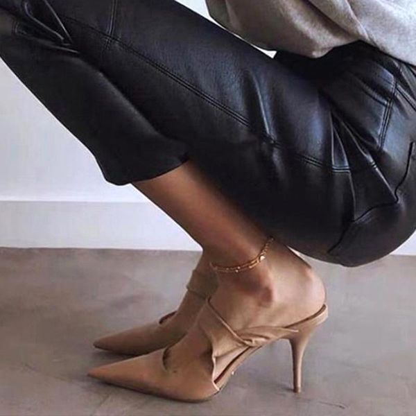 kcenid soft pu leather slippers women 2021 autumn shoes pointed toe slides high heels mules female big size 41, Black
kcenid soft pu leather slippers women 2021 autumn shoes pointed toe slides high heels mules female big size 41, Black