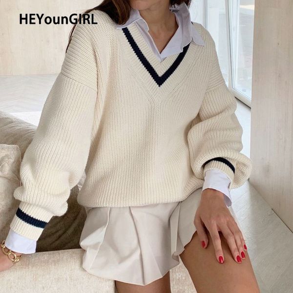 heyoungirl v neck white casual sweater women preppy style korean long sleeve jumpers ladies high street autumn winter pullover, White;black
heyoungirl v neck white casual sweater women preppy style korean long sleeve jumpers ladies high street autumn winter pullover, White;black
