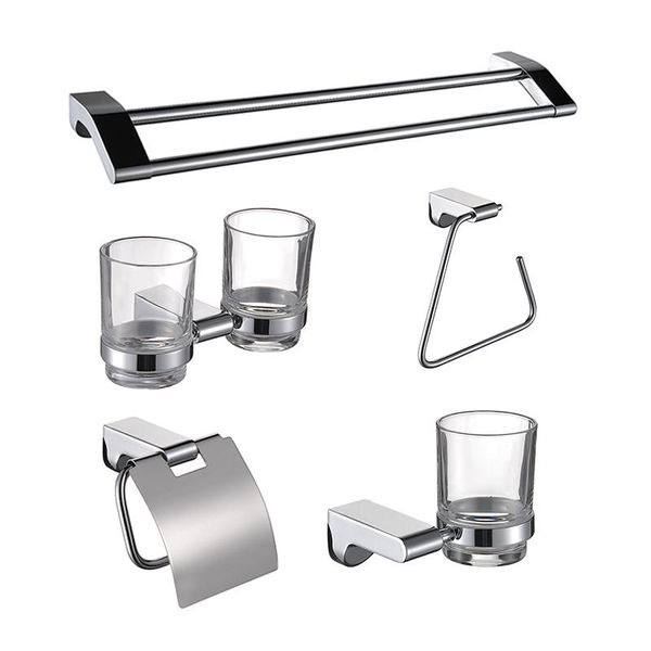 stainless steel chrome-plated bathroom accessories set, double towel bar, paper holder, ring single glass bath accessory set
stainless steel chrome-plated bathroom accessories set, double towel bar, paper holder, ring single glass bath accessory set