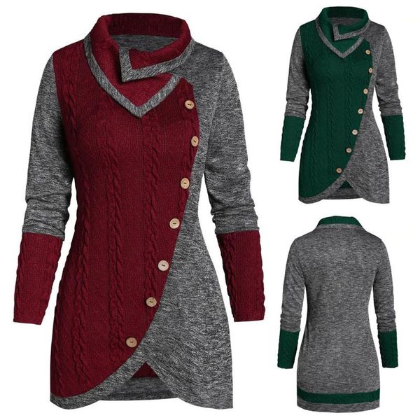 plus size women winter knitted sweater o-neck long sleeve solid button patchwork asymmetric lady vintage cashmere women's sweaters, White;black
plus size women winter knitted sweater o-neck long sleeve solid button patchwork asymmetric lady vintage cashmere women's sweaters, White;black
