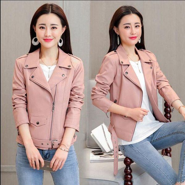 women's leather & faux 2021 fashion women autunm winter jackets lady bomber motorcycle cool outerwear coat with belt, Black
women's leather & faux 2021 fashion women autunm winter jackets lady bomber motorcycle cool outerwear coat with belt, Black