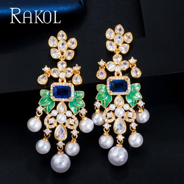 dangle & chandelier rakol flowers cubic zircon cz long pearl earrings for women african bridal earring aretes de mujer modernos, Silver
dangle & chandelier rakol flowers cubic zircon cz long pearl earrings for women african bridal earring aretes de mujer modernos, Silver