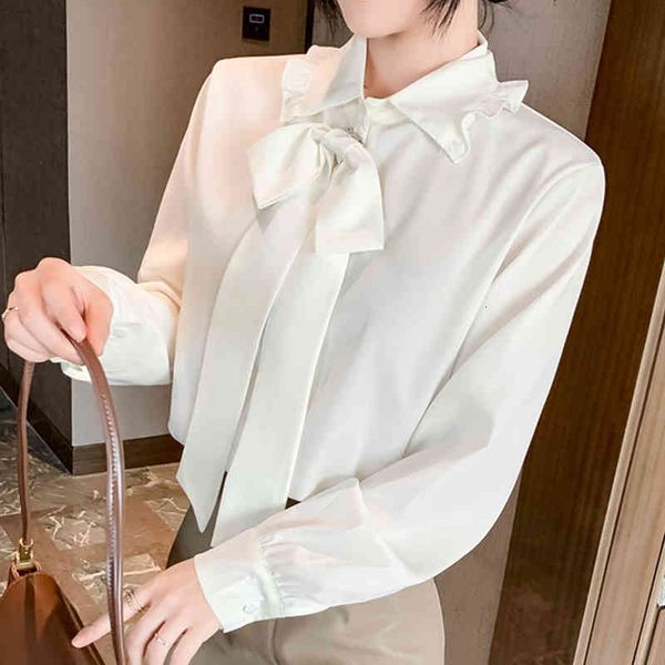 sweaters spring chiffon elegant loose bow blouses women 2021 korean style white shirts fashion chic ol office work, White;black
sweaters spring chiffon elegant loose bow blouses women 2021 korean style white shirts fashion chic ol office work, White;black