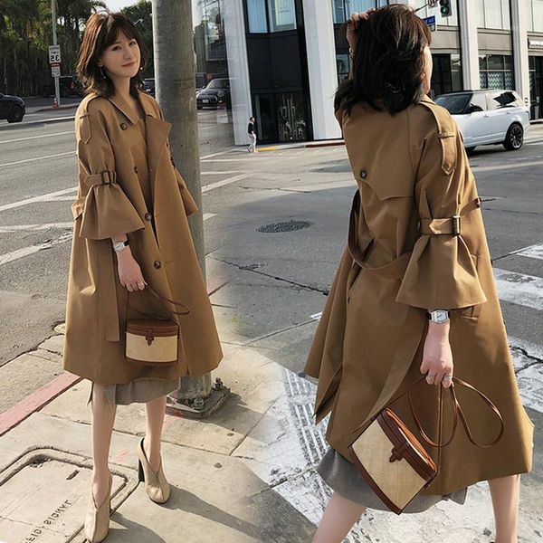women's trench coats 2021 autumn khaki windbreaker female bell sleeve casual loose coat with sashes elegant ladies overcoat outerwear r, Tan;black
women's trench coats 2021 autumn khaki windbreaker female bell sleeve casual loose coat with sashes elegant ladies overcoat outerwear r, Tan;black