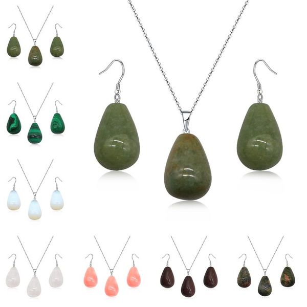 earrings & necklace fashion natural stone waterdrop shape pendant and set 7 colors party anniversary jewelry gs030, Silver
earrings & necklace fashion natural stone waterdrop shape pendant and set 7 colors party anniversary jewelry gs030, Silver
