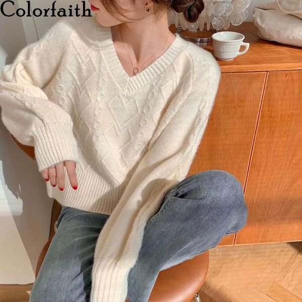 women's sweaters colorfaith 2021 autumn winter v-neck warm pullovers minimalist short knitted vintage lady jumpers sw6396, White;black
women's sweaters colorfaith 2021 autumn winter v-neck warm pullovers minimalist short knitted vintage lady jumpers sw6396, White;black