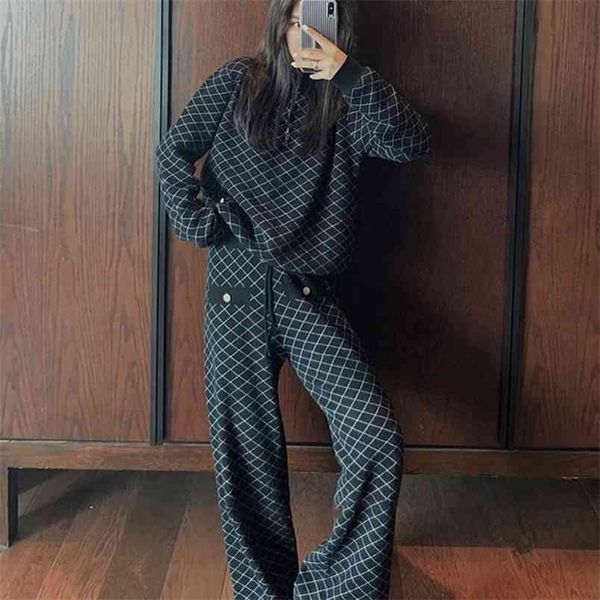 spring autumn korean plaid tracksuit women loose sweater & wide leg pants suits knitted sport 2 piece suit sets 210514, White
spring autumn korean plaid tracksuit women loose sweater & wide leg pants suits knitted sport 2 piece suit sets 210514, White